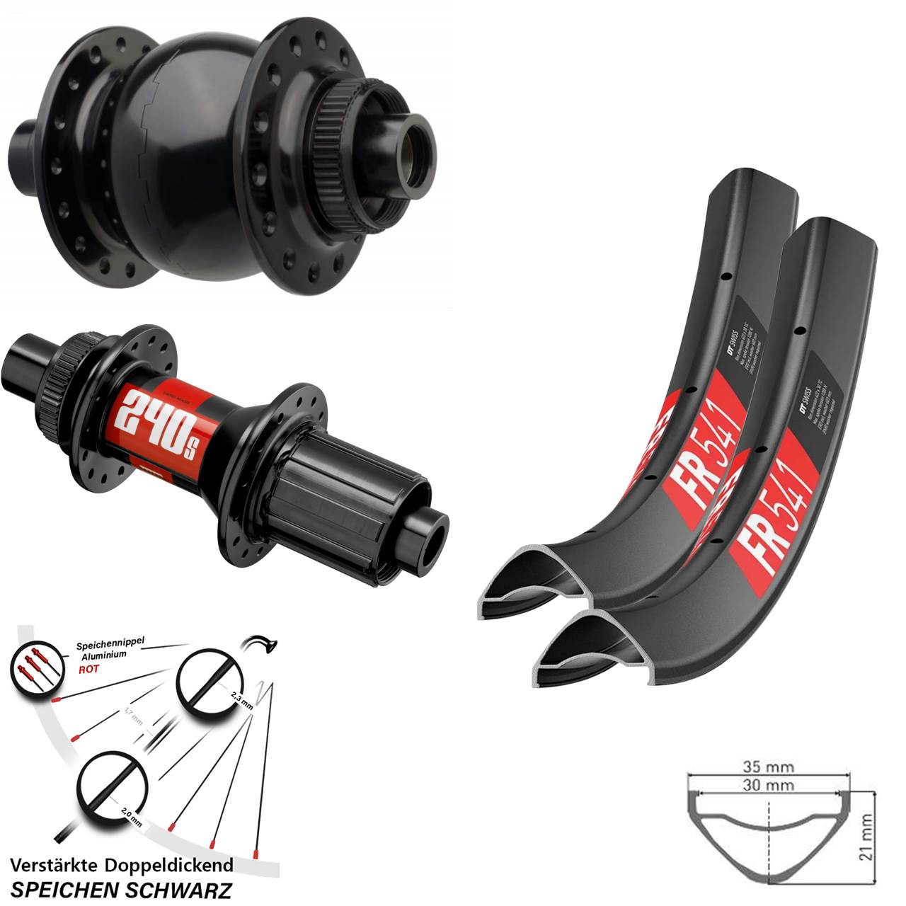 27,5 Zoll DT Swiss FR541 240S SON 28 Boost Centerlock Laufradsatz 8-11 fach