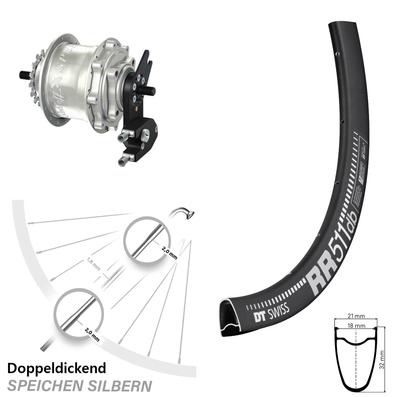 DT Swiss RR511 Rohloff Speedhub 500/14 TS DB OEM2 28 Zoll Disc Hinterrrad