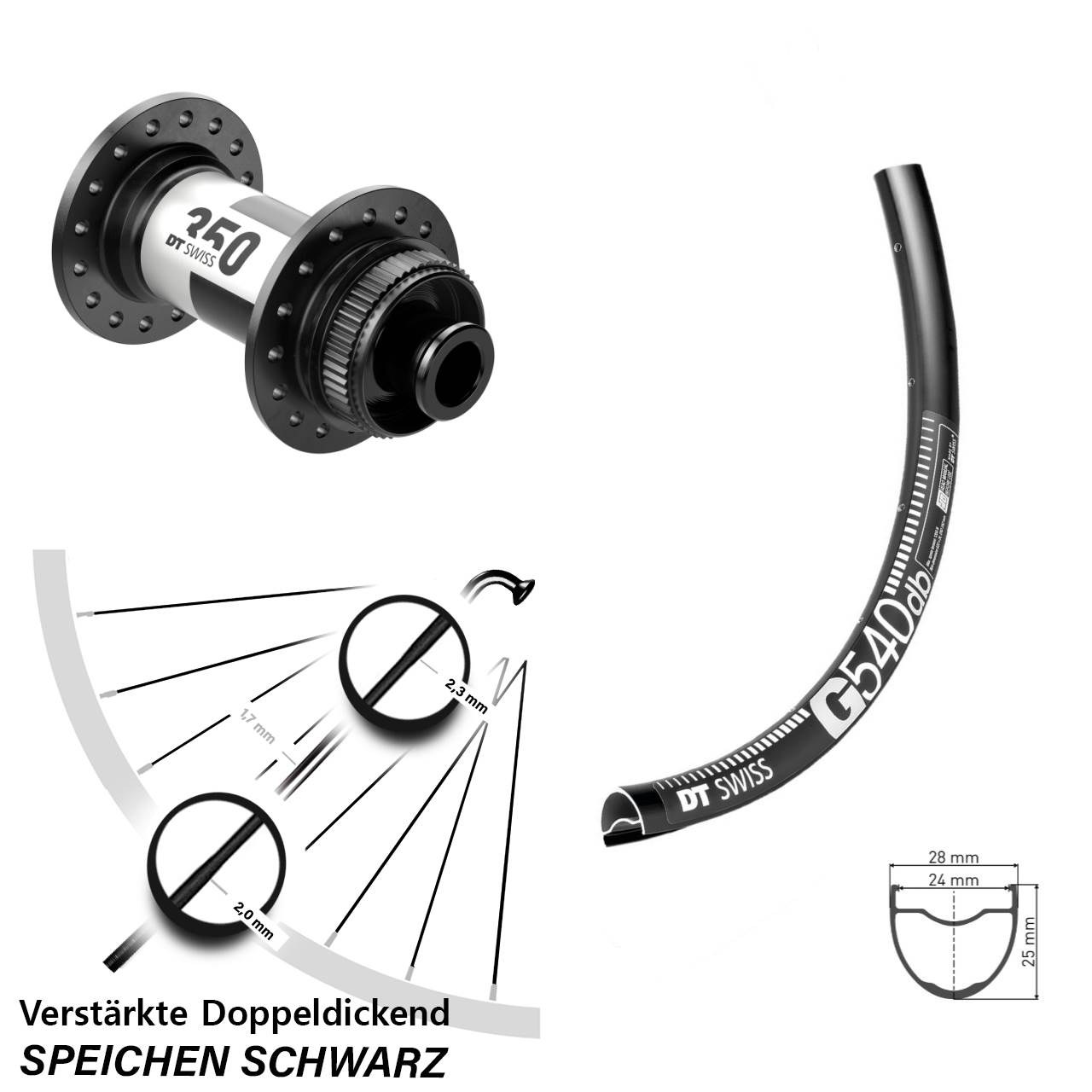 DT Swiss G 540-350 28 Zoll Disc Vorderrad 12x100