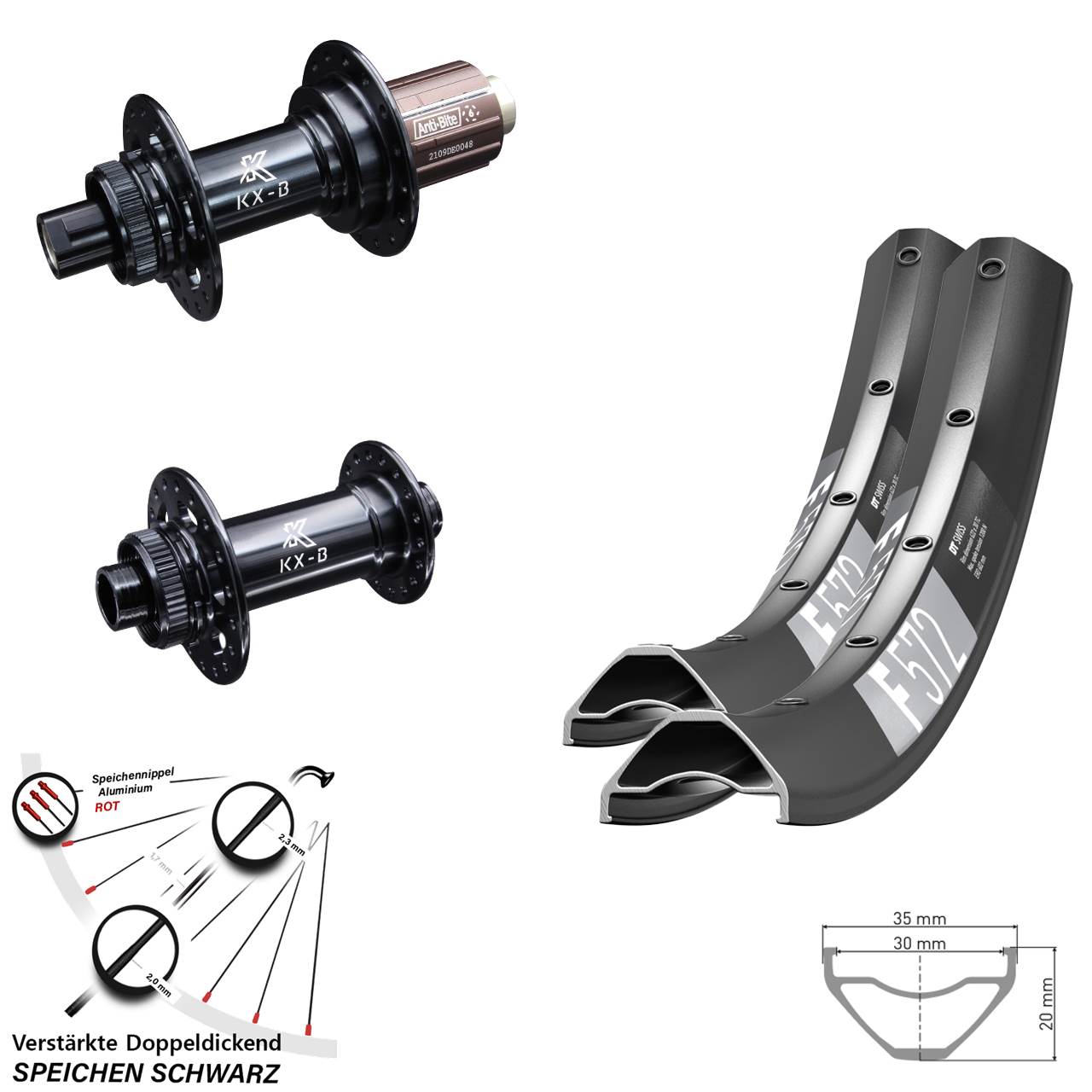 Disc Laufradsatz 15x110 12x148 27,5 Zoll DT Swiss F 572 KX-B 8-12 fach HG