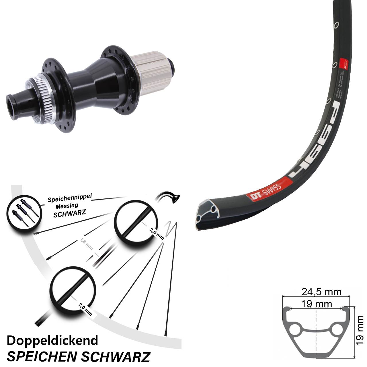 Centerlock Hinterrad 12x142 28 Zoll DT Swiss 466 Novatec CL-142 8-12 fach