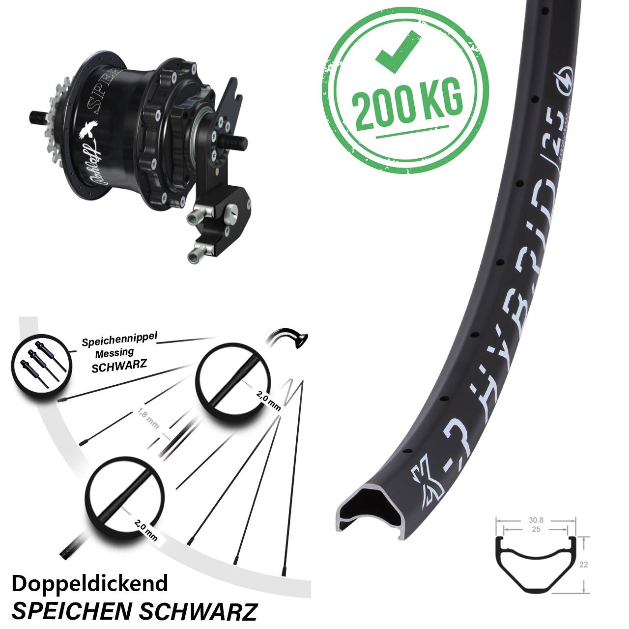 KX-R Hybrid 25 Rohloff Speedhub TS DB OEM2 28-29 Zoll Disc Laufrad