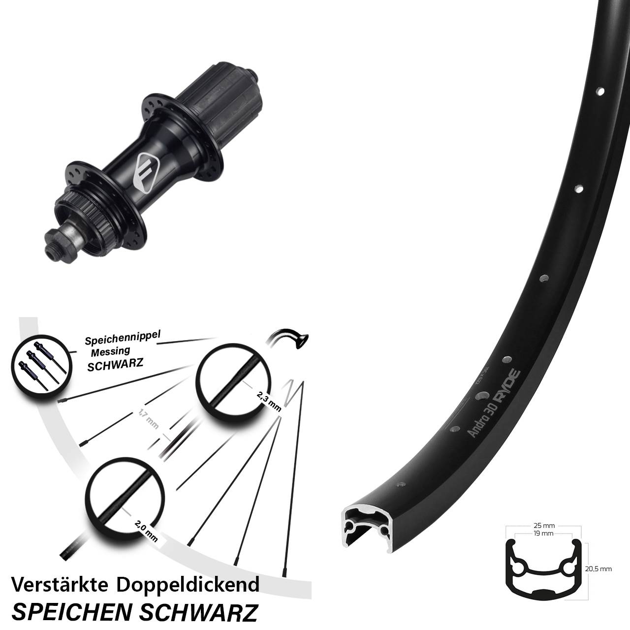 Ryde Andra 30 Formula CL-52 28 Zoll Hinterrad Centerlock QR 8-11 fach