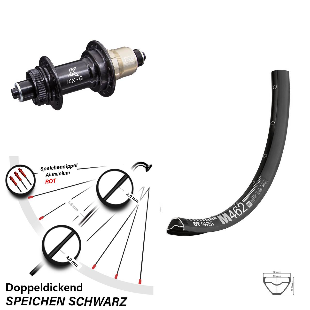 650B DT Swiss M 462 KX-G XD-R Centerlock Hinterrad für Schnellspanner
