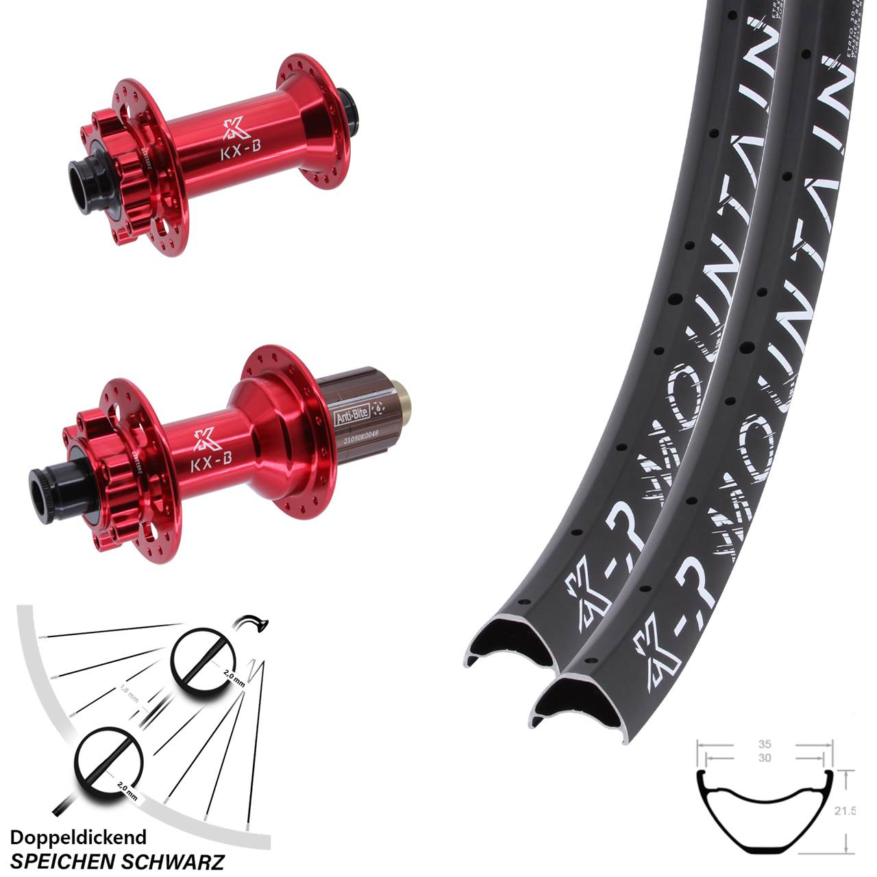 29 Zoll KX-BR Mountain rot Disc Laufradsatz 15x110 12x148 8-12 fach HG