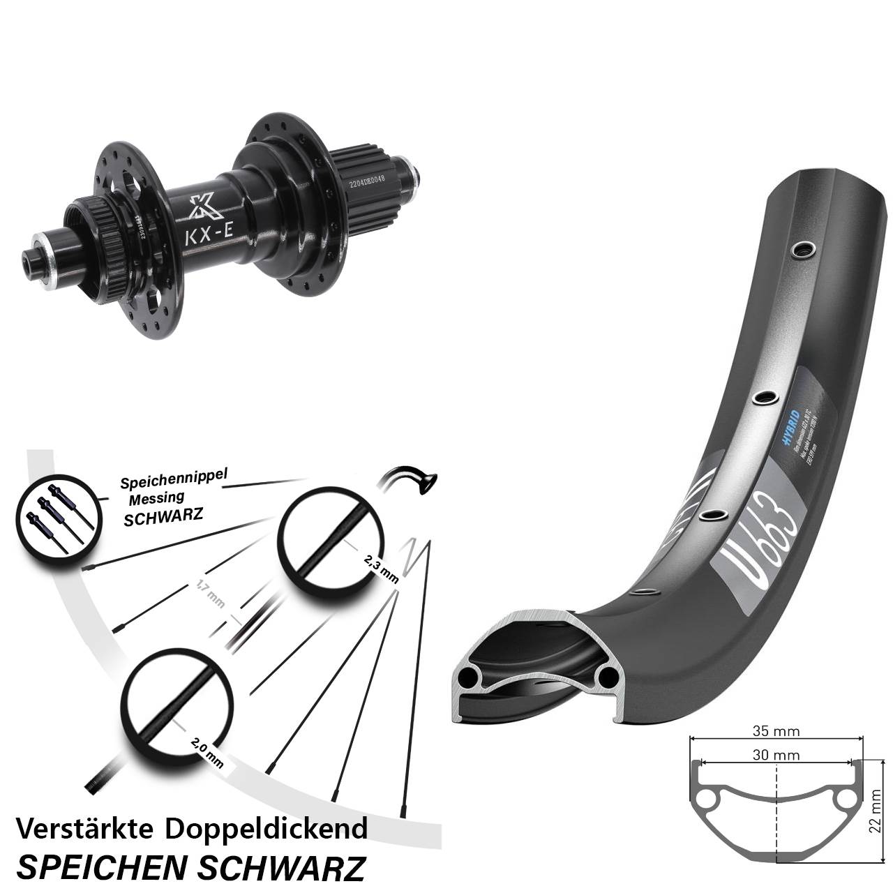 27,5 Zoll DT Swiss U 663 KX-E Disc Hinterrad für Schnellspanner Boost Micro Spline