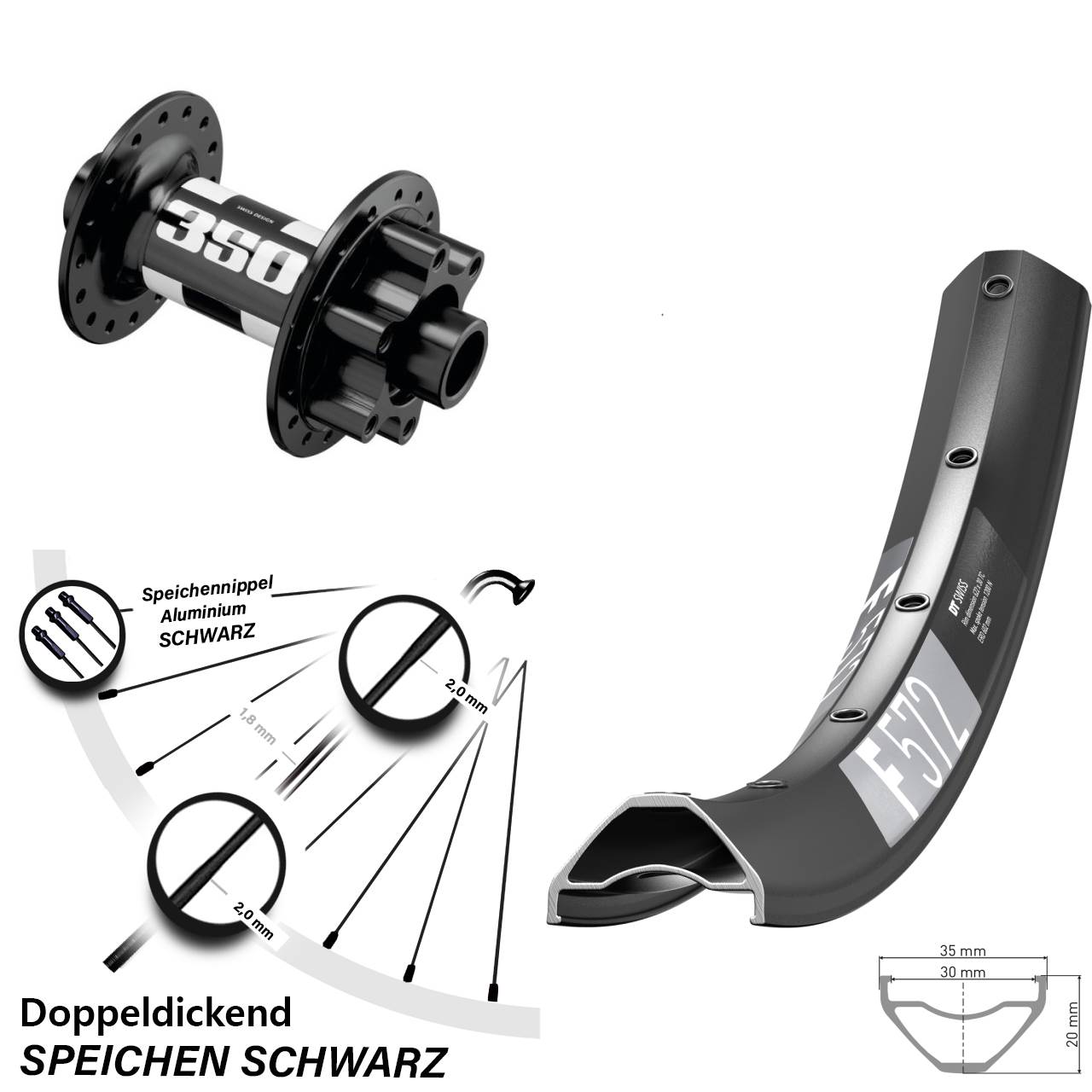 Disc Laufrad 27,5 Zoll DT Swiss F 572 DT Swiss 350 15x110 Boost