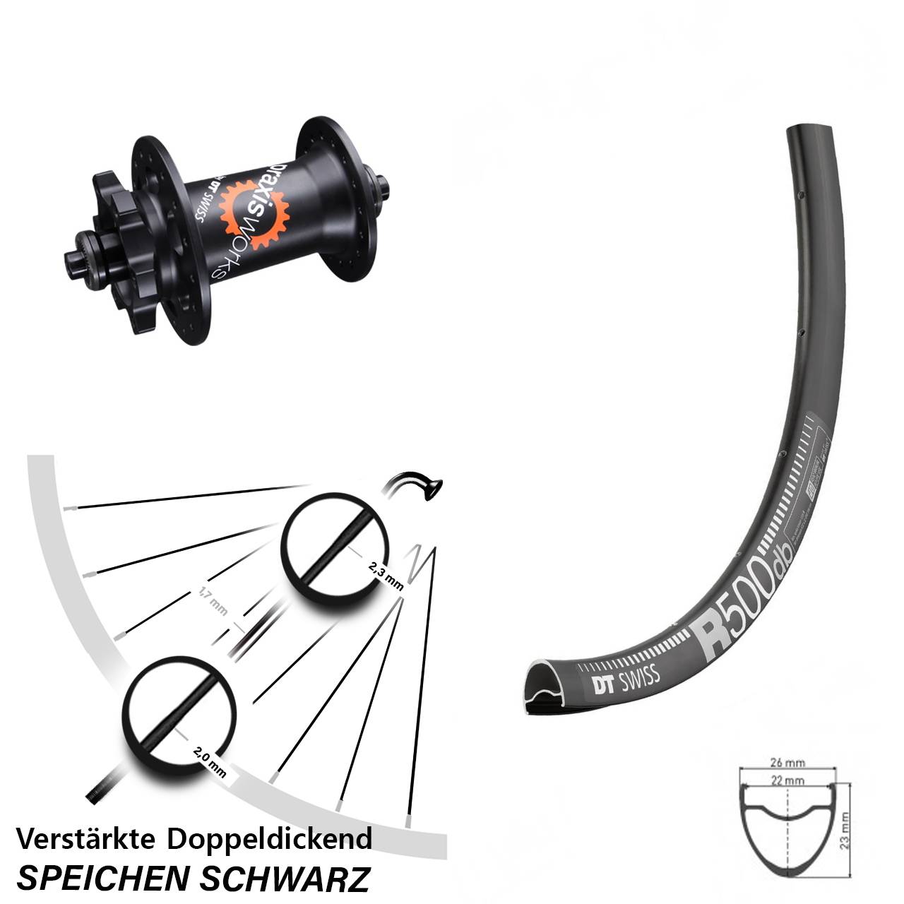 Disc Vorderrad für Schnellspanner 28-29 Zoll DT Swiss R 500-350 QR