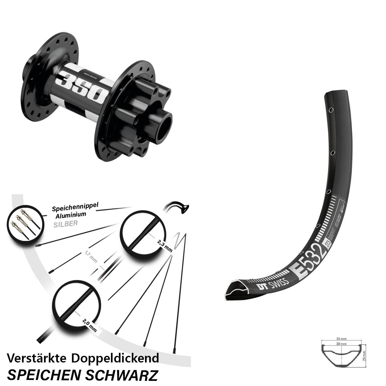 Disc Vorderrad 29 Zoll DT Swiss E 532-350 15x110 Boost