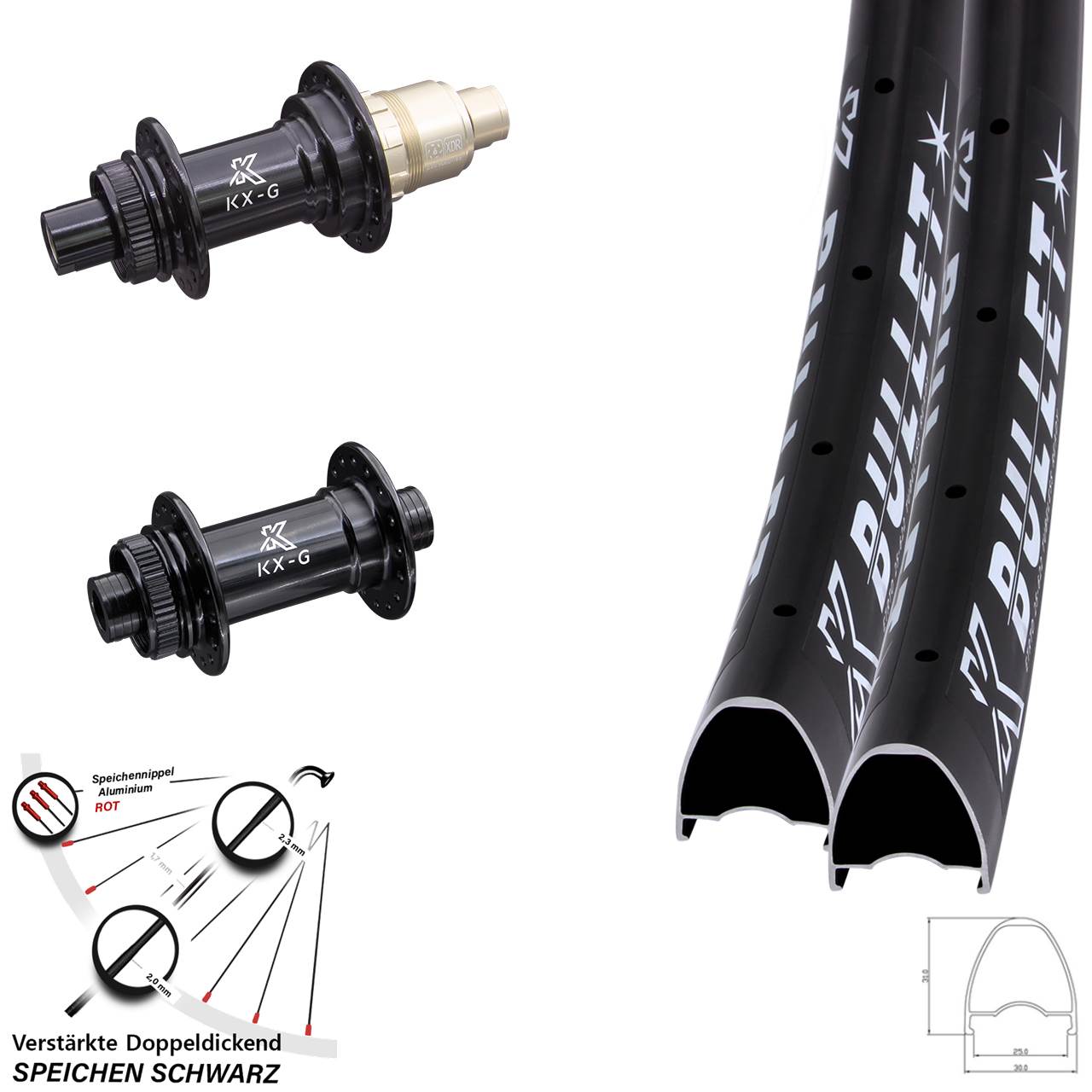 Laufradsatz Centerlock 12x100/142 28 Zoll KX-G Bullet XDR 11-12 fach