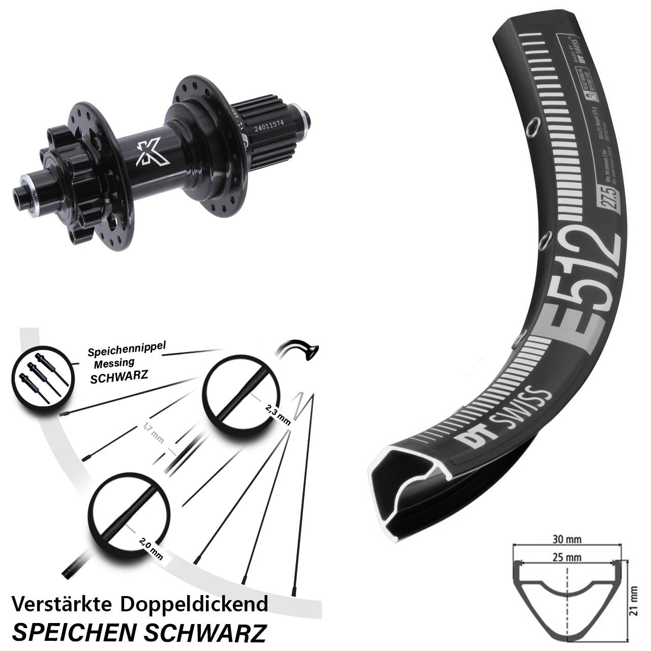 29 Zoll Hinterrad 6-Loch DT Swiss E512 KX-M Shimano Micro Spline QR