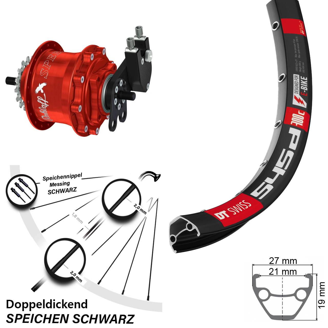DT Swiss 545d Rohloff Speedhub TS DB Tandem rot 29 Zoll Disc Laufrad