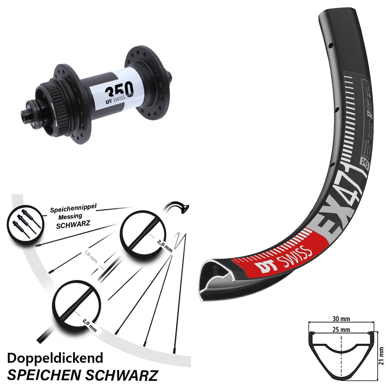 Disc Vorderrad für Schnellspanner 29 Zoll DT Swiss EX 471-350