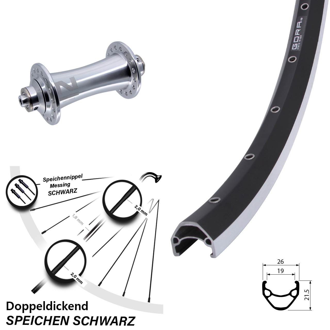 Vorderrad 28 Zoll Gora 19 Novatec A141 QR