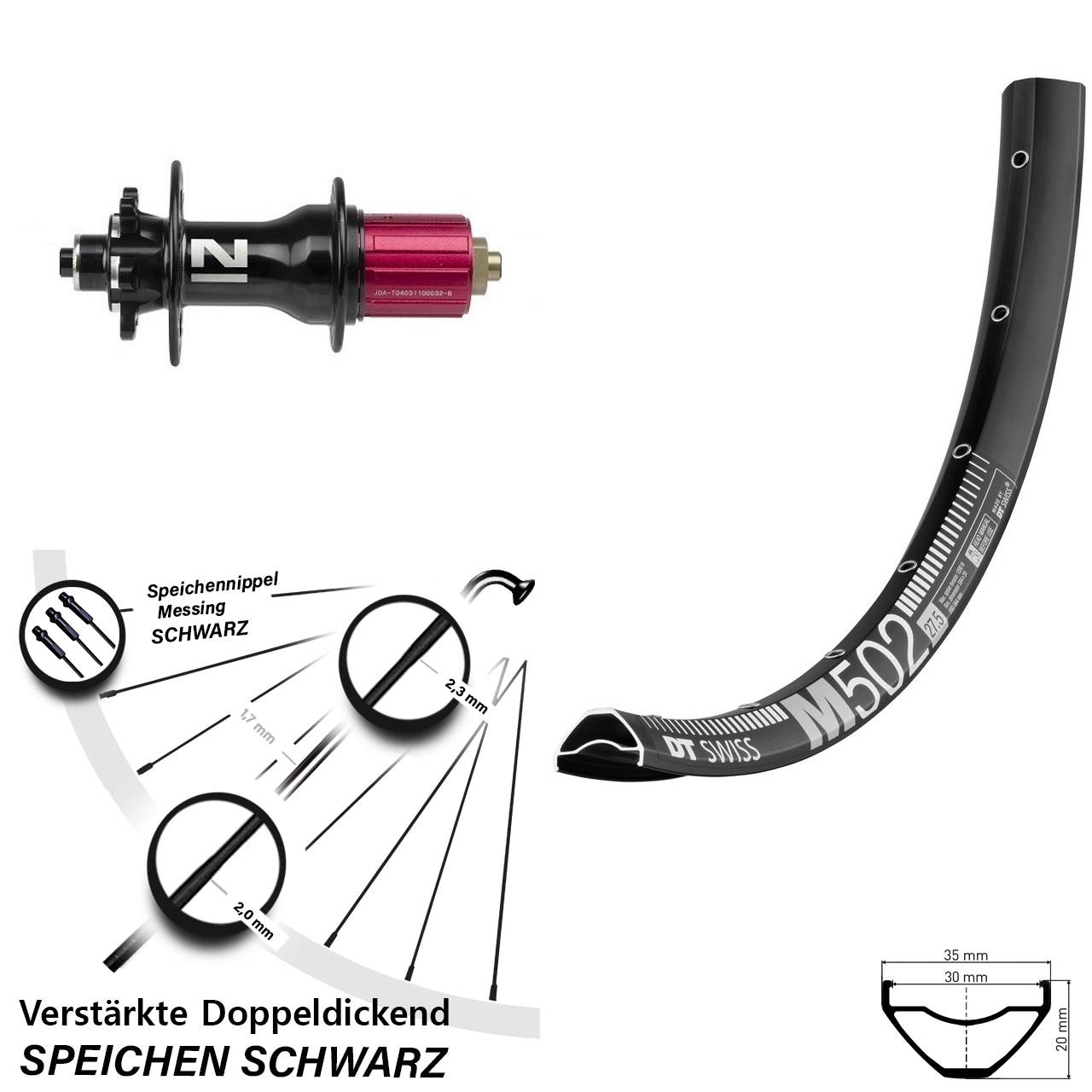 29 Zoll DT Swiss M502 Novatec D792 Disc Hinterrad für Schnellspanner 8-12 fach