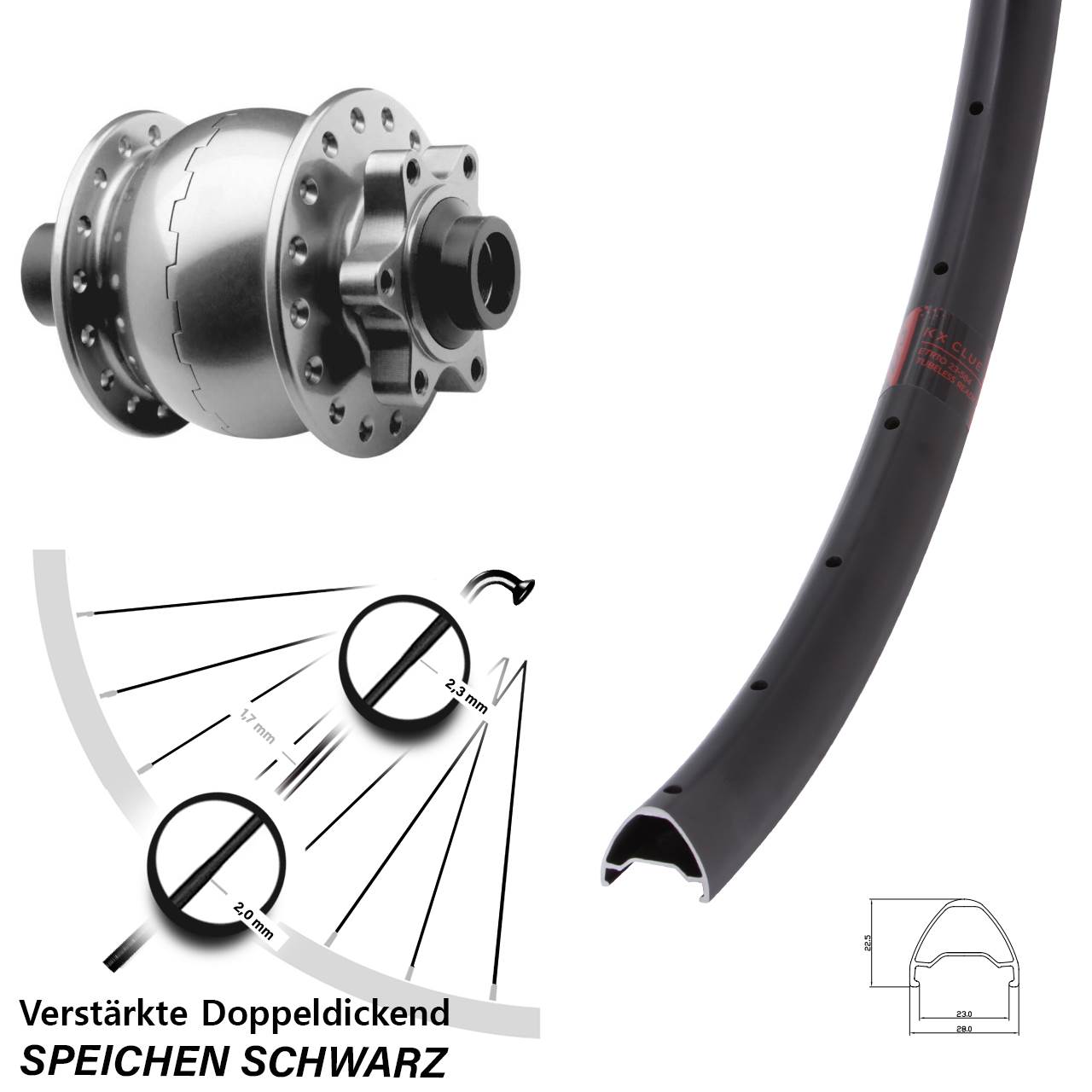 Disc Vorderrad mit Nabendynamo SON 28 Zoll KX Clue 15x100