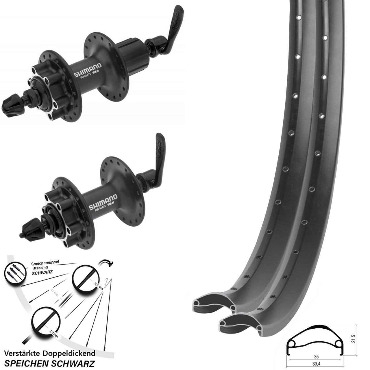 27,5 Zoll Ambrosio E35 Shimano Alivio Disc Laufradsatz QR 8-11 fach HG