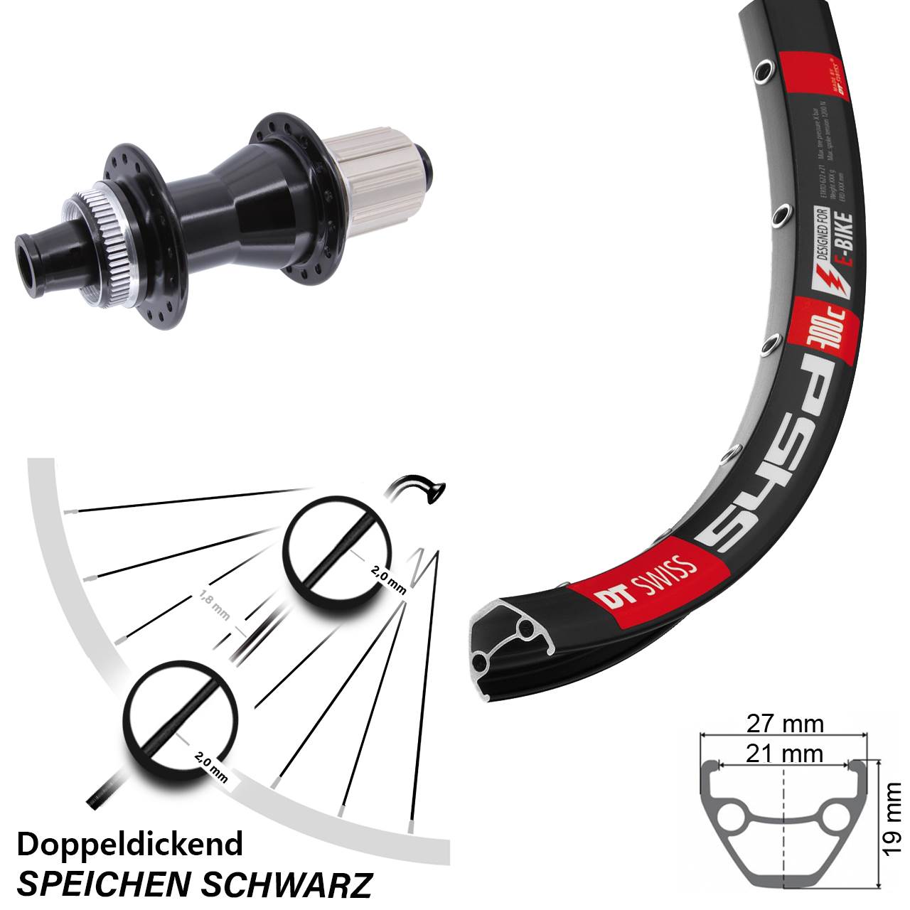 Disc Laufrad 12x142 28 Zoll DT Swiss 545d Novatec CL-142 8-12 fach