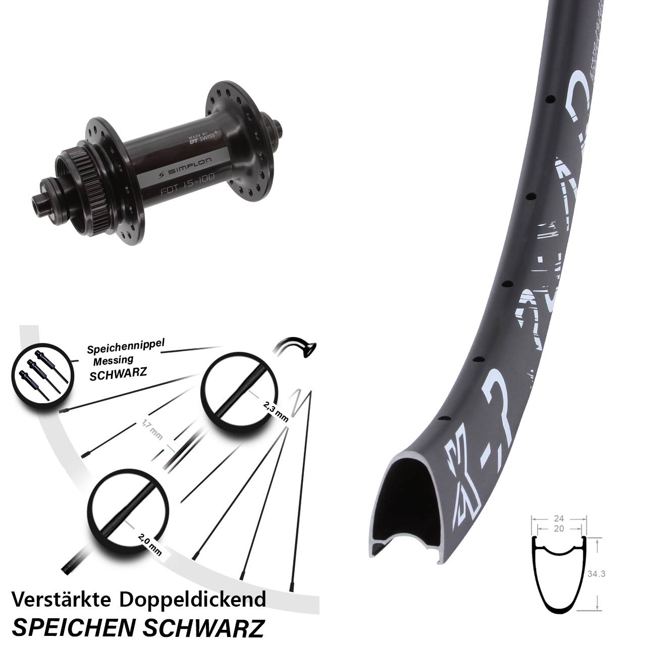 Centerlock Vorderrad 28 Zoll KX-R Road DT Swiss 370 für Schnellspanner
