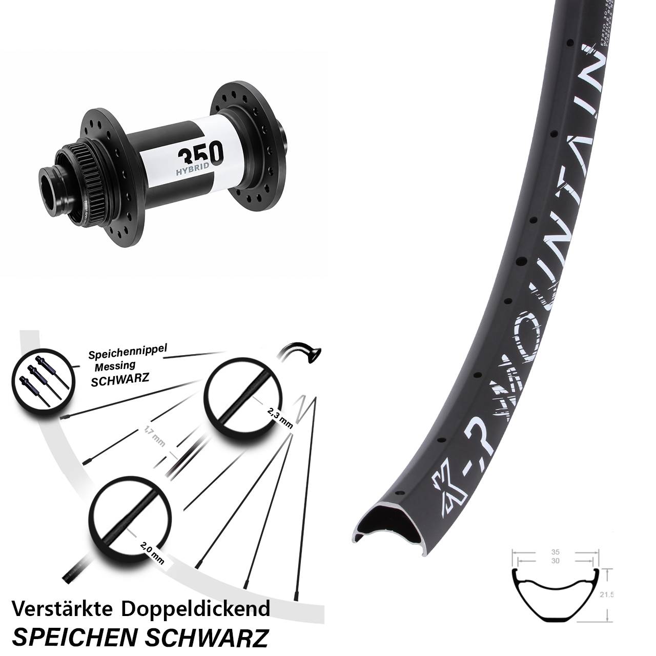 Vorderrad Centerlock 29 Zoll KX-R Mountain DT Swiss Hybrid 350 15x110 Boost