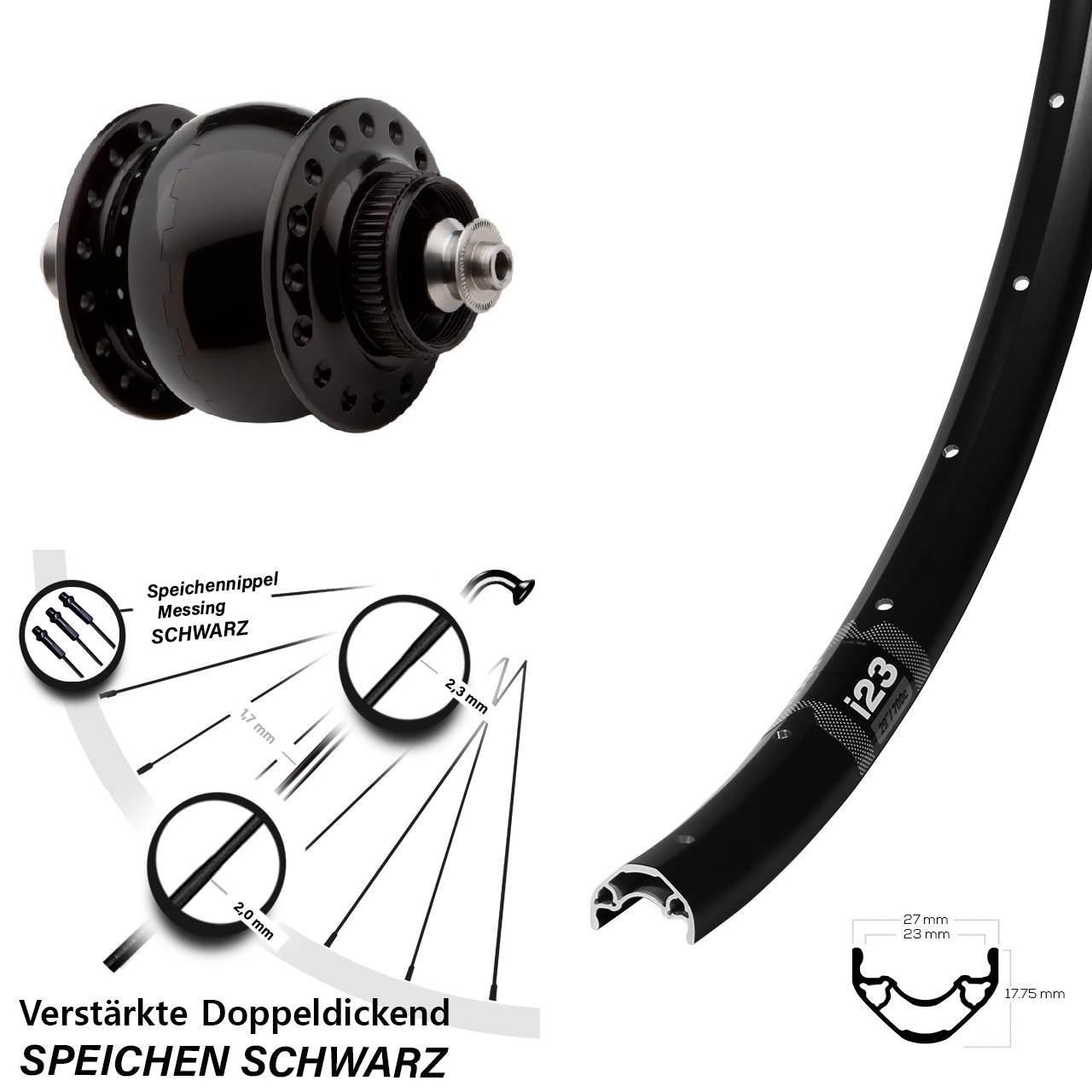 Disc Nabendynamo-Laufrad 29 Zoll WTB i23 SONdelux QR
