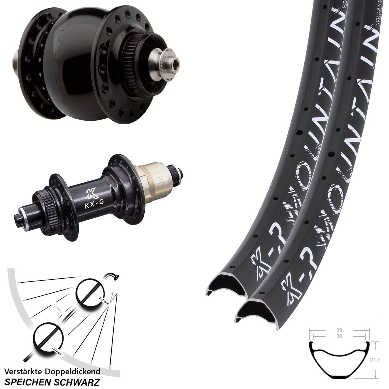 27,5 Zoll KX-GR Mountain SON 28 Laufradsatz Centerlock für Schnellspanner SRAM XDR