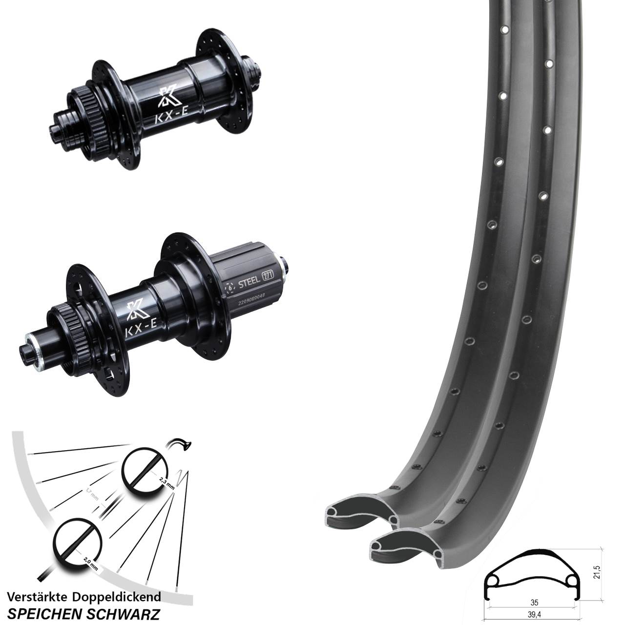 Disc Laufrad-Satz 29 Zoll Ambrosio E35 KX-E Heavy Duty 8-12 fach für Schnellspanner
