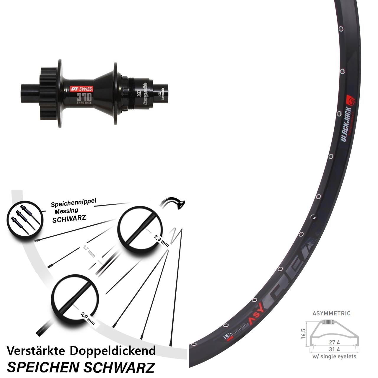 Disc Laufrad 650B Rodi Ready 27 DT Swiss 370 XD 11-12 fach 12x142