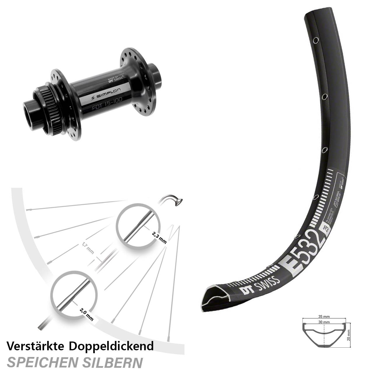 29 Zoll DT Swiss E532-370 Disc Laufrad 15x100