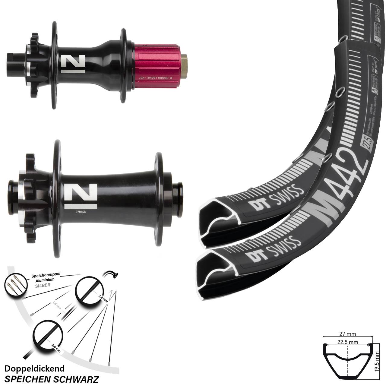 Laufradsatz 6-Loch 15x100 12x142 28-29 Zoll DT Swiss M442 Novatec D791 D792 8-12 fach HG