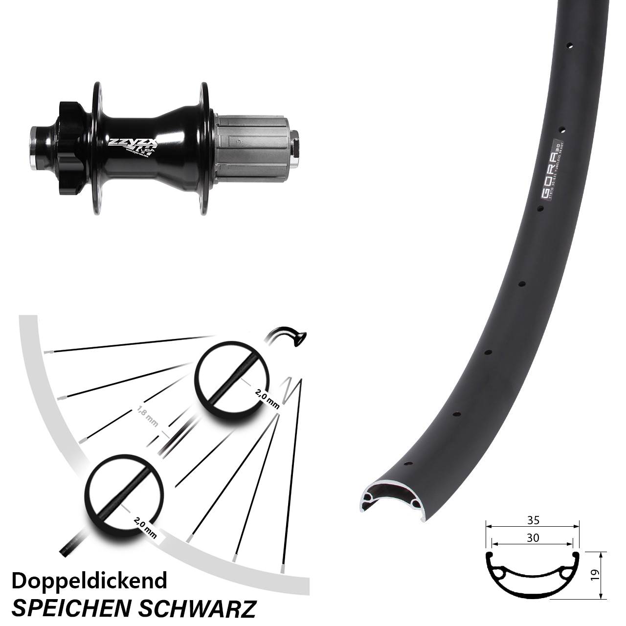 Disc Laufrad 29 Zoll Gora 30 Formula DC-36 8-11 fach 10x135 10mm Steckachse