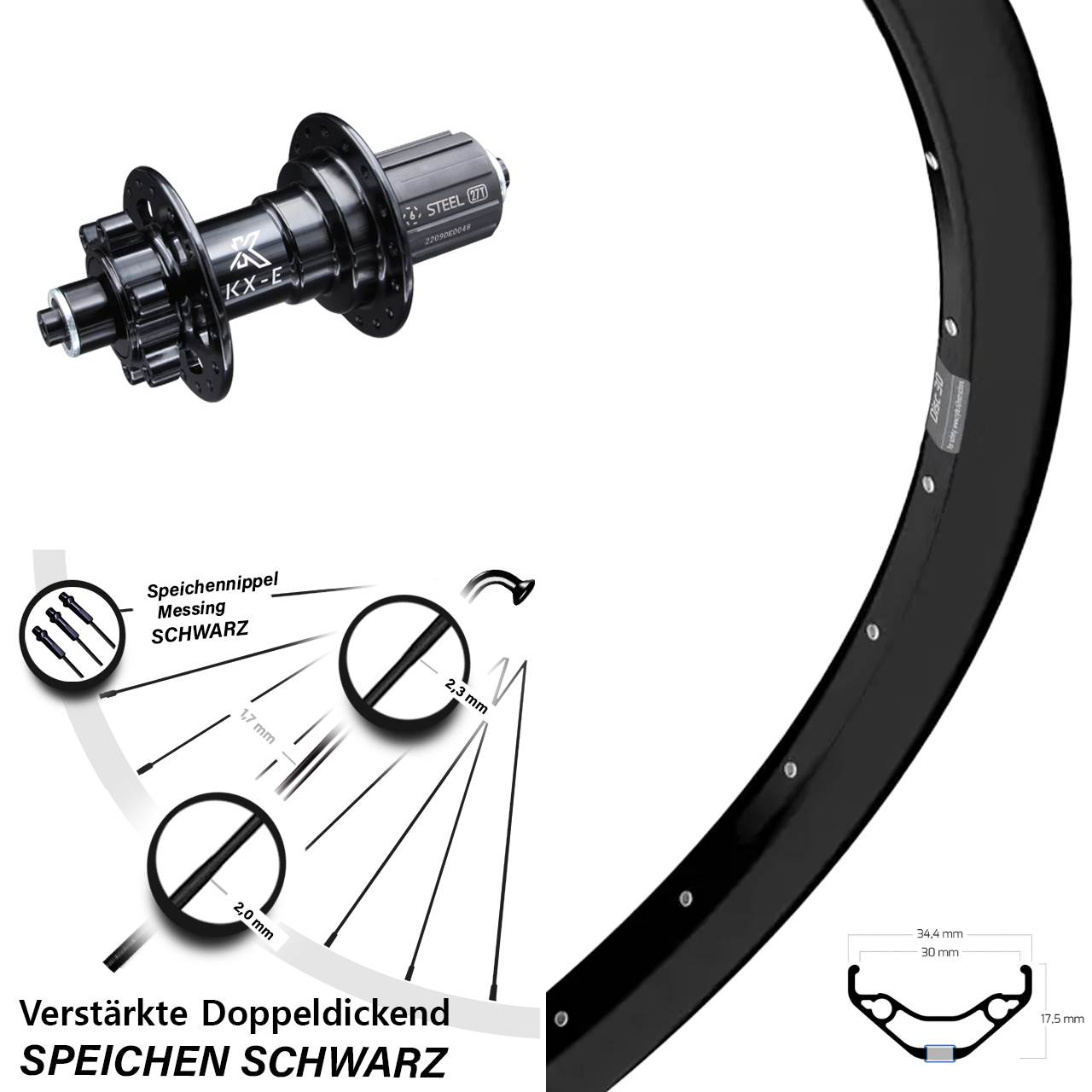 Ryde Disc 30 KX-E 27,5 Zoll Laufrad QR 8-12 fach HG