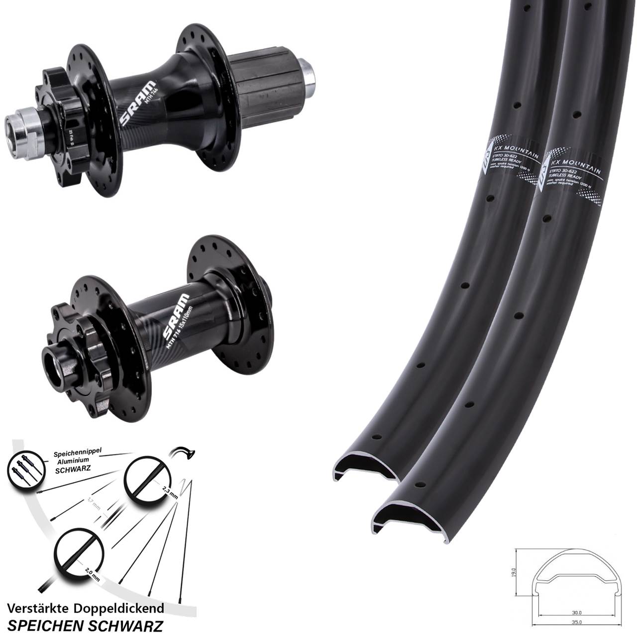 KX Mountain Sram 716 746 29 Zoll Disc Laufradsatz 15x110 12x148 8-11 fach