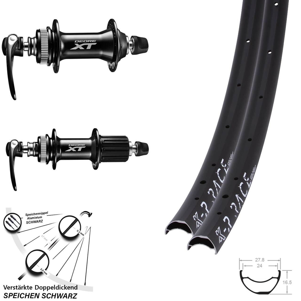 Centerlock Laufradsatz QR 29 Zoll KX-R Race Shimano FH-M8000 HB-M8000 8-11 fach