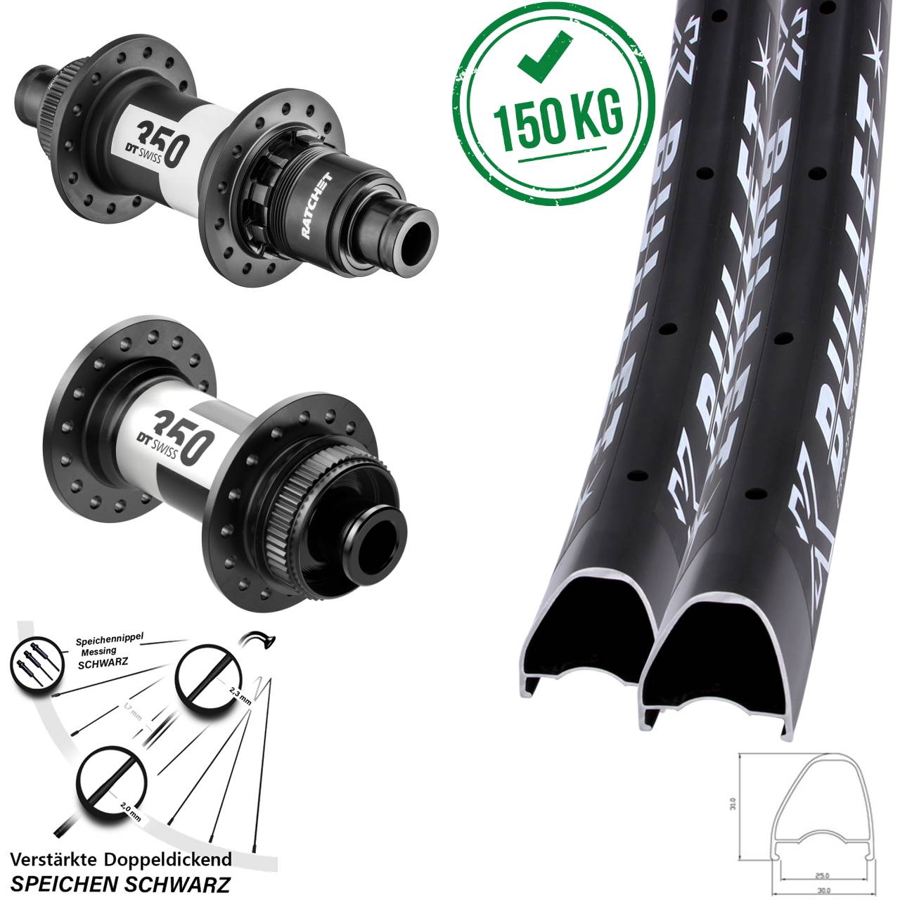 KX Bullet OS DT Swiss 350 28-29 Zoll Centerlock Laufradsatz 12x100/142 SRAM XDR