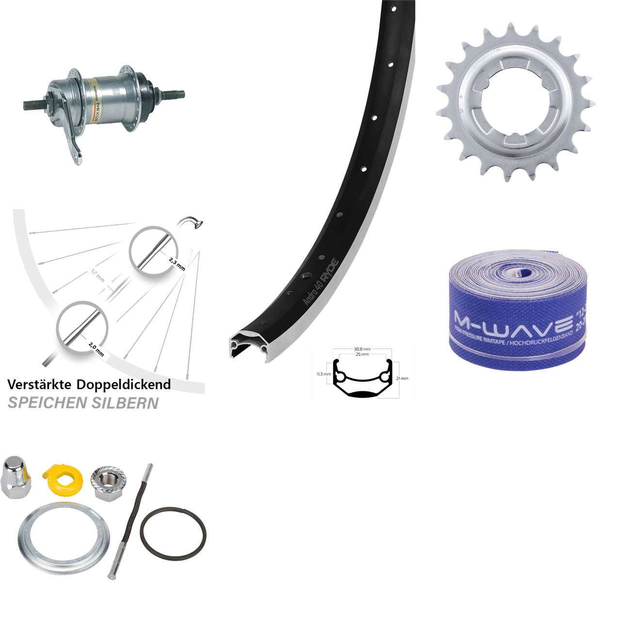 Ryde Andra 40 Hinterrad 28 Zoll Shimano Nexus 3 Gang