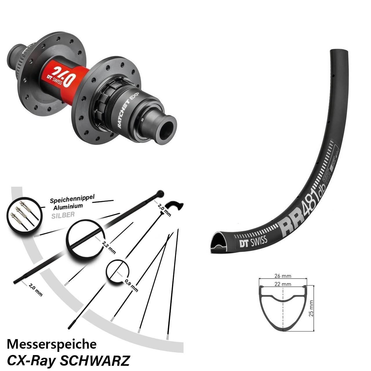 Disc Hinterrad 12x142 28 Zoll RR 481 DT Swiss 240 EXP Sram XDR 11-12 fach CX-Ray