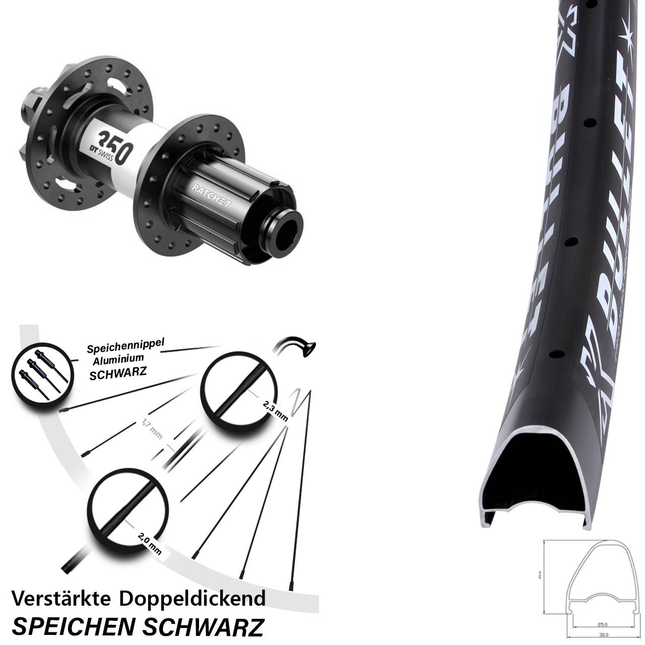 28-29 Zoll KX Bullet OS DT Swiss 350 Disc Laufrad 12x148 8-11 fach