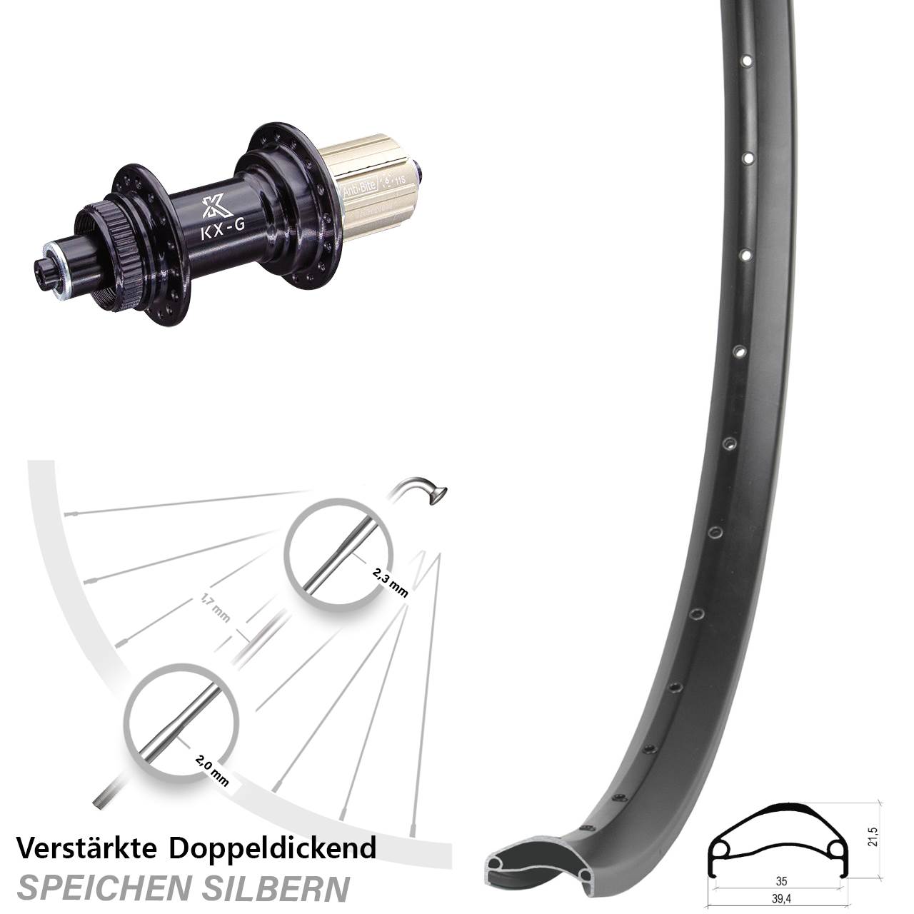 Hinterrad Centerlock 29 Zoll Ambrosio E35 KX-G 8-12 fach für Schnellspanner
