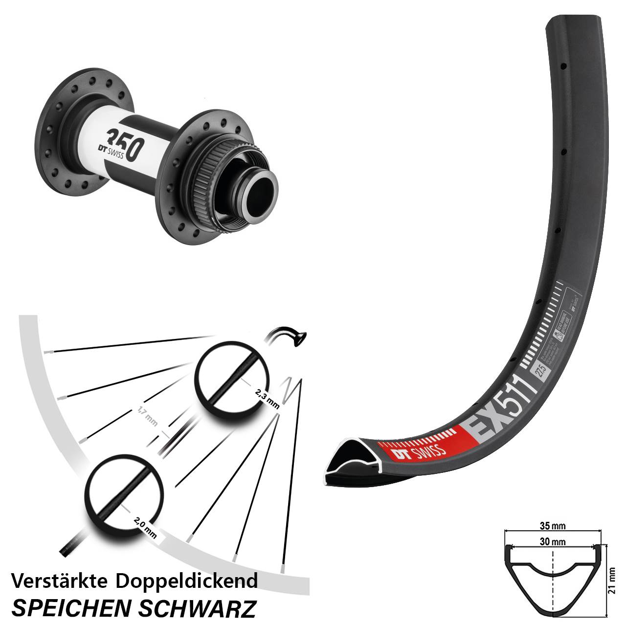 Disc Vorderrad 29 Zoll DT Swiss EX 511-350 15x110 Boost