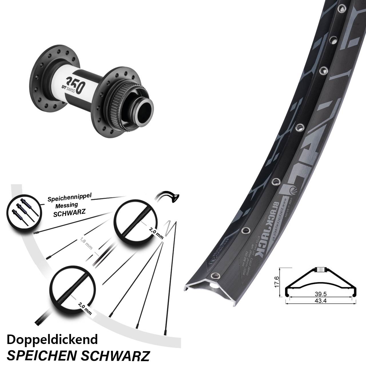 Centerlock Vorderrad 15x100 27,5 Zoll Rodi Ready 40 DT Swiss 350