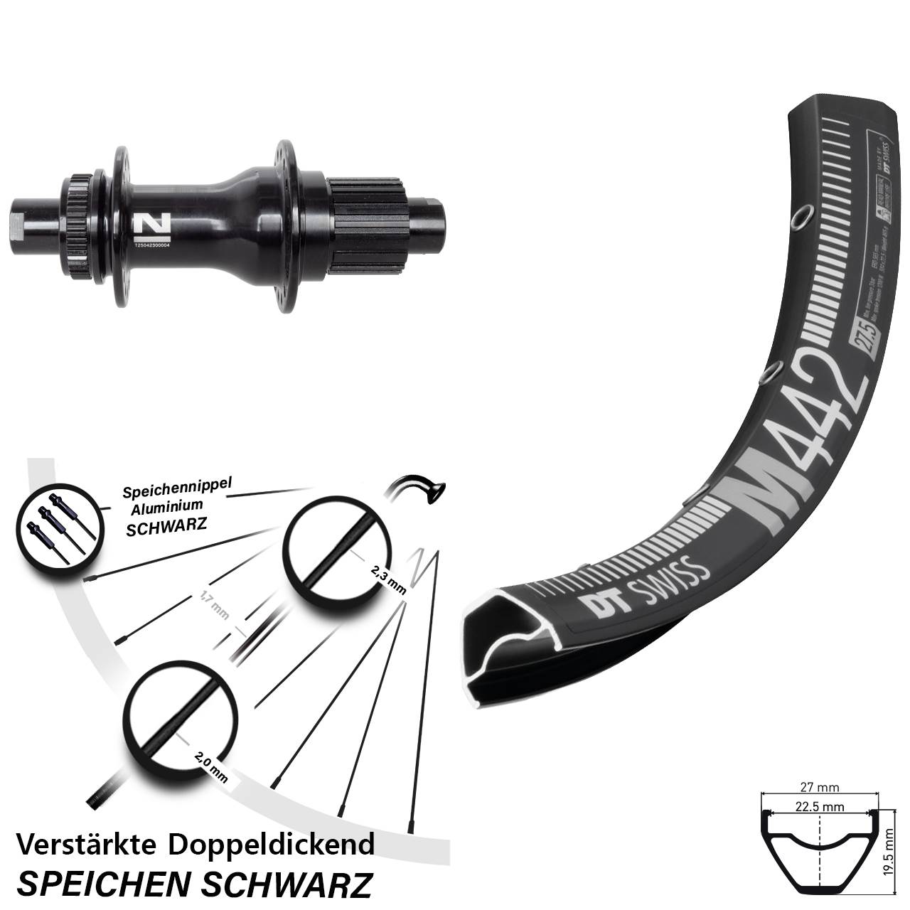 DT Swiss M442 Novatec D792 29 Zoll Hinterrad Centerlock 12x142 Micro Spline