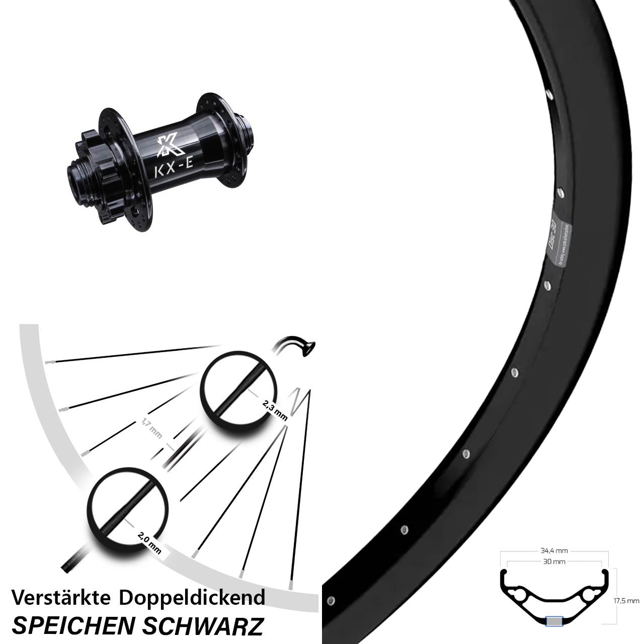 6-Loch Vorderrad 15x100 29 Zoll Ryde Disc 30 KX-E