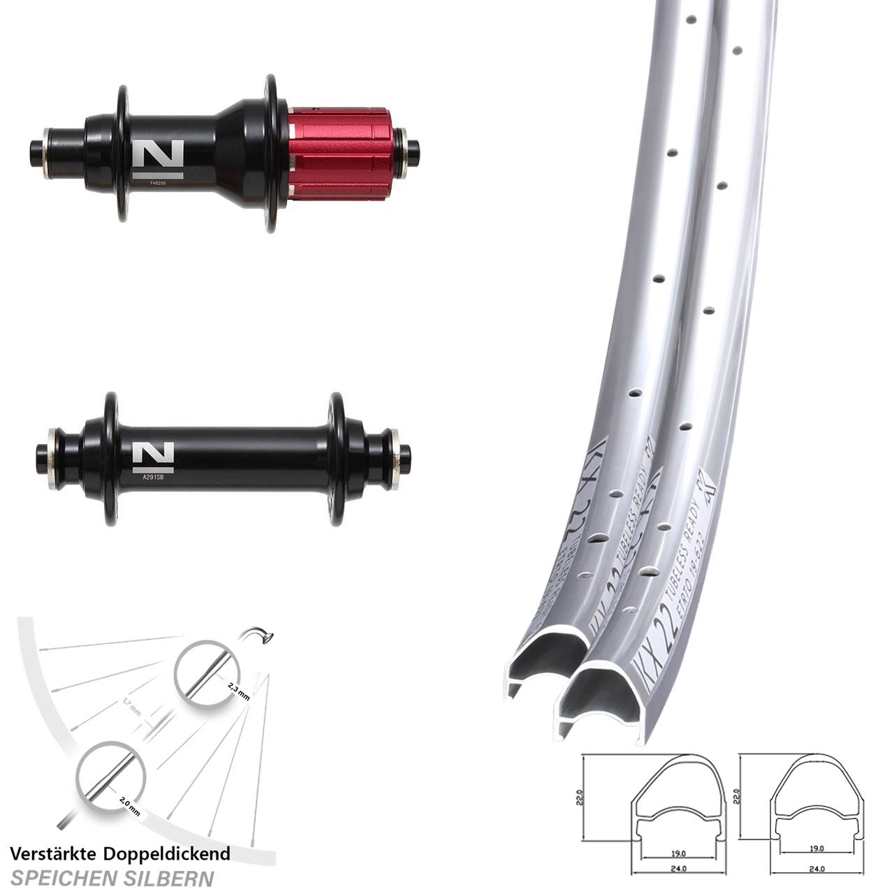 KX 22 OS Novatec A291 Superlight 28 Zoll Laufradsatz für Schnellspanner 8-12 fach