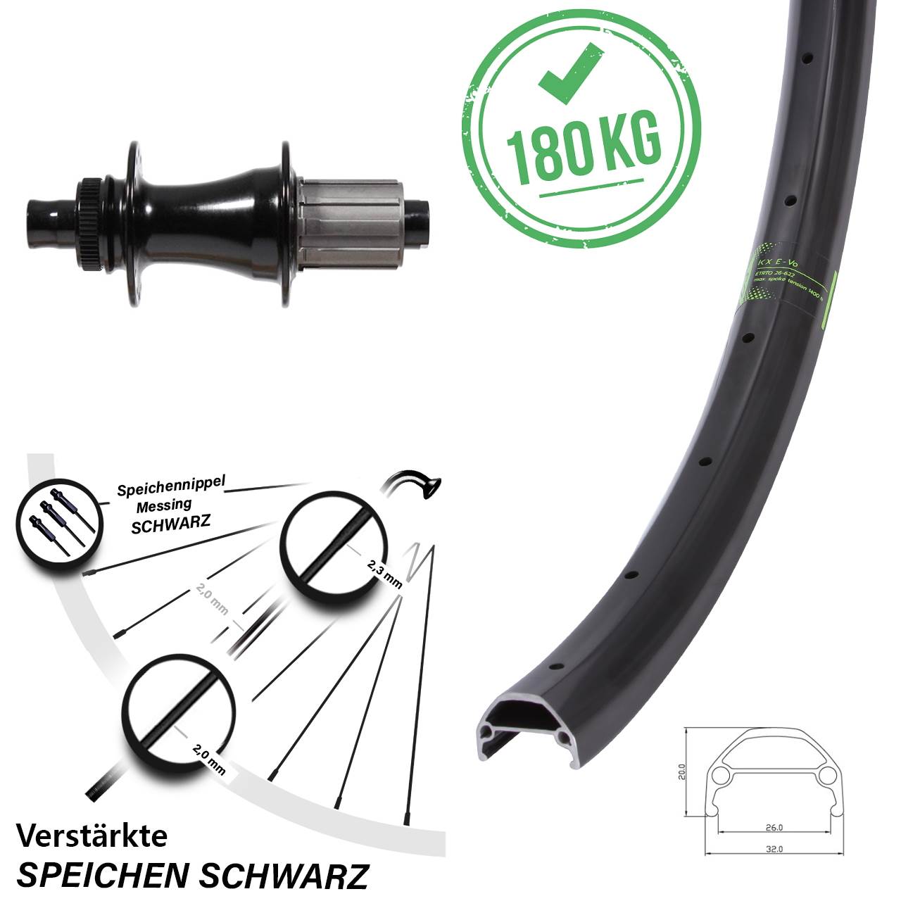 29 Zoll Hinteres Rad KX Evo Formula Boost CL-148S Centerlock