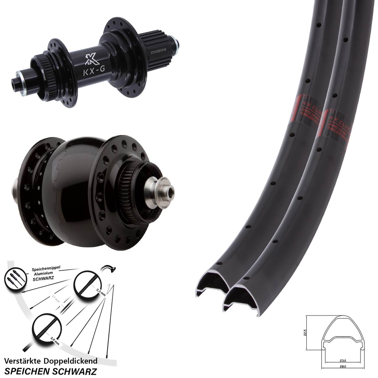 Centerlock Laufradsatz KX-GS Clue Heavy Duty SON 28 Zoll Micro Spline QR