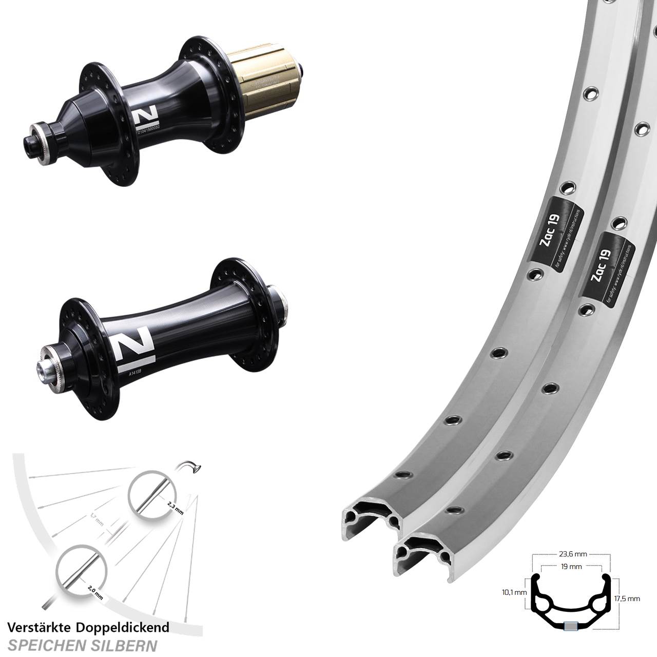 Laufradsatz QR 26 Zoll Ryde Zac 19 Novatec A141SB F162 8-12 fach HG