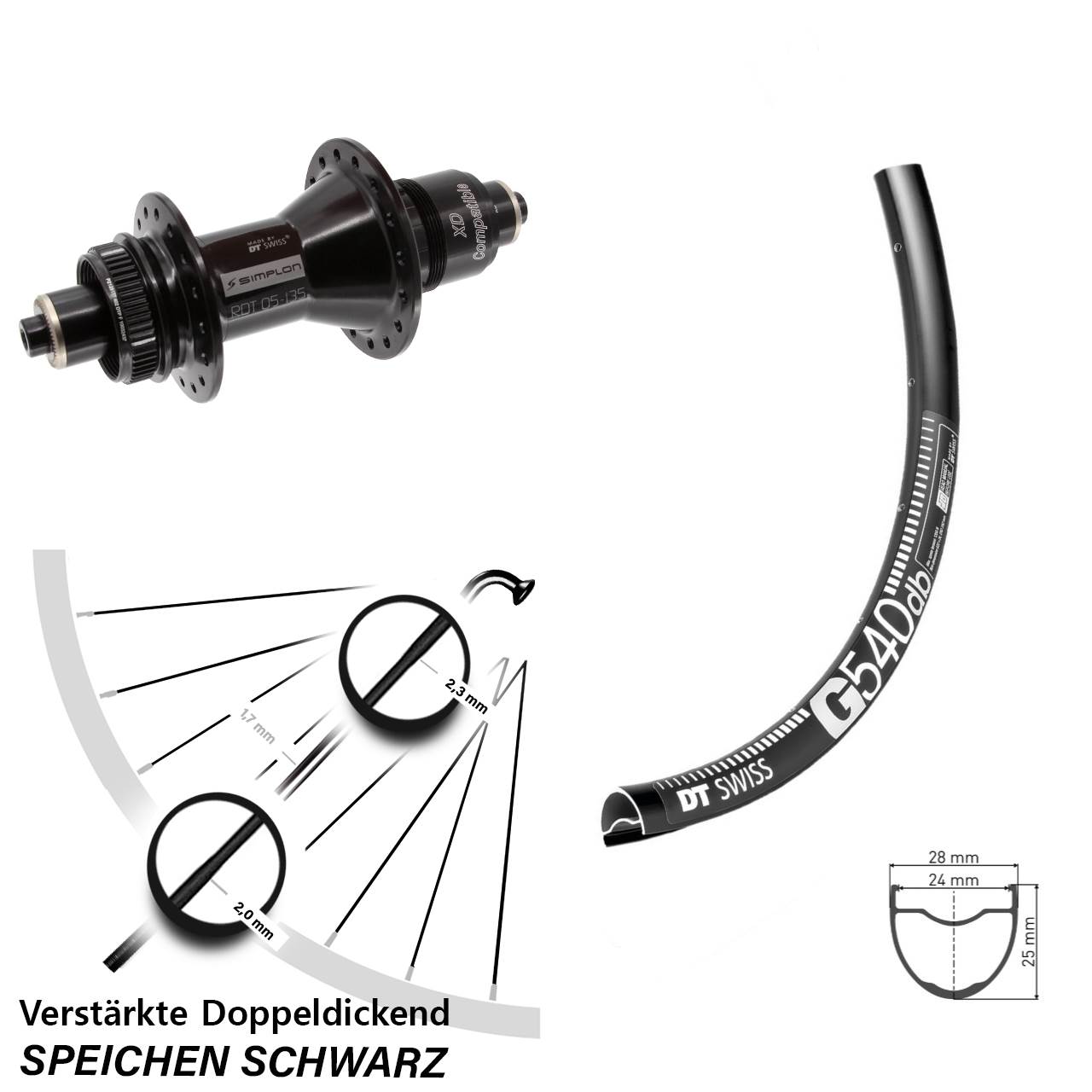 Disc Hinterrad QR 650B DT Swiss G 540-370 XD