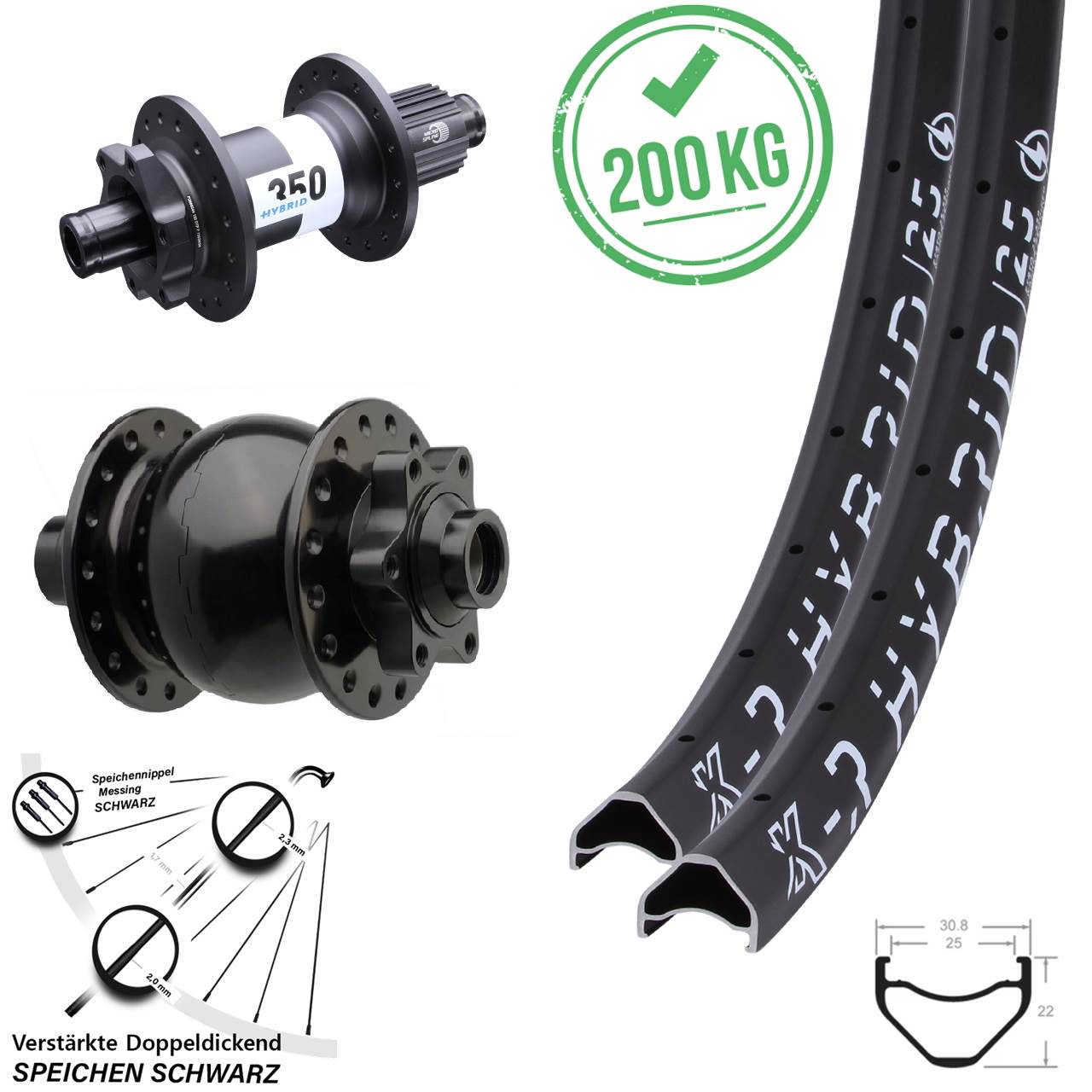 KX-R Hybrid 25 28/29 Zoll 6-Loch 12x148/15x110 DT Swiss 350 SON 28 Micro Spline
