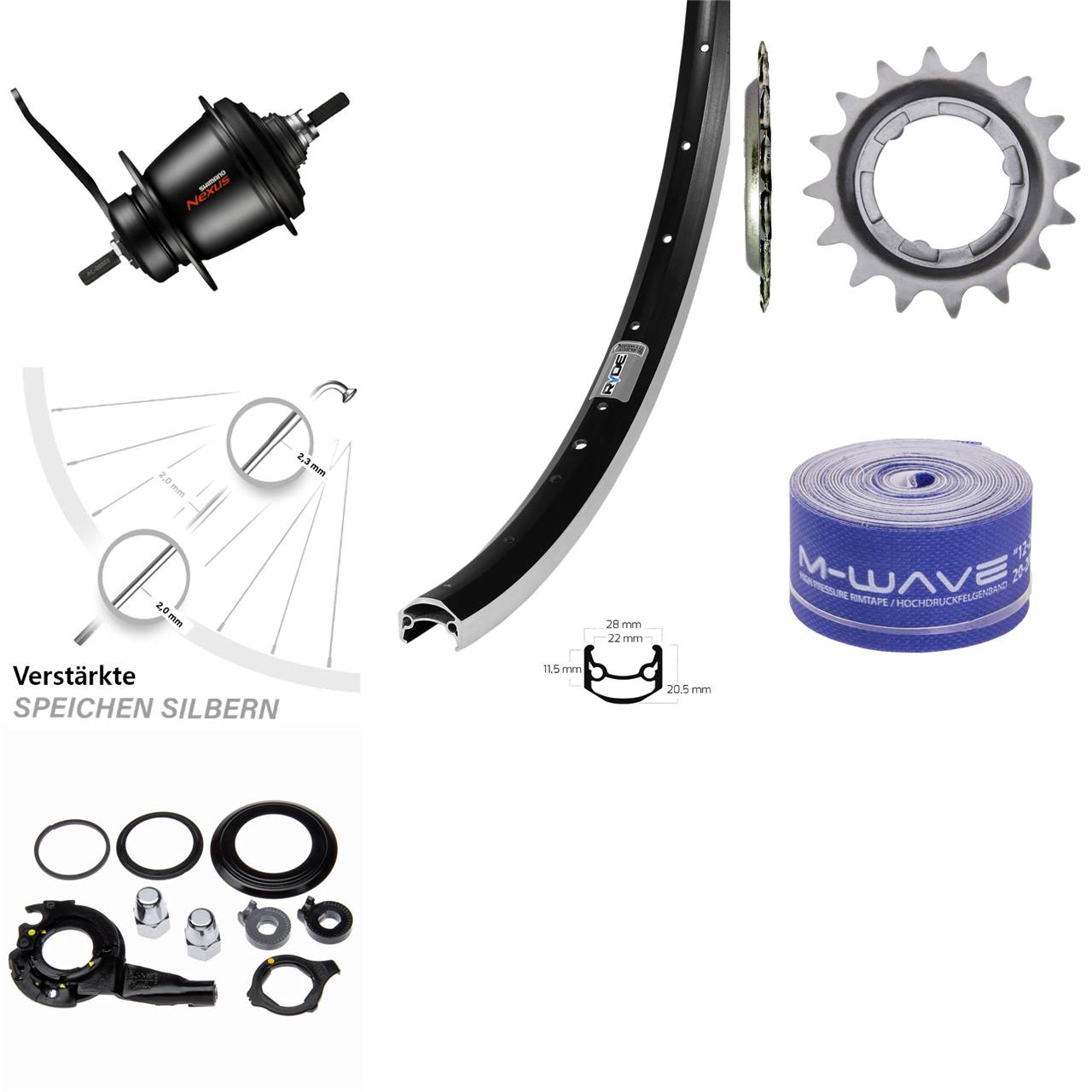 27,5 Zoll Hinterrad Shimano SGC3001 7 Gang Ryde Andra 35